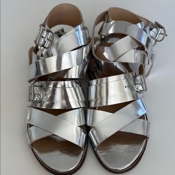 IRO Xoey Flat Sandals Mirrored Silver with Buckles Womens size 39/ 9 - Picture 2 of 16